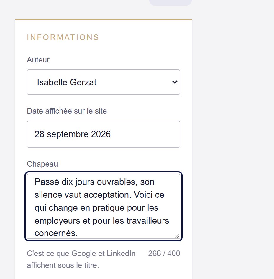 La colonne Informations
