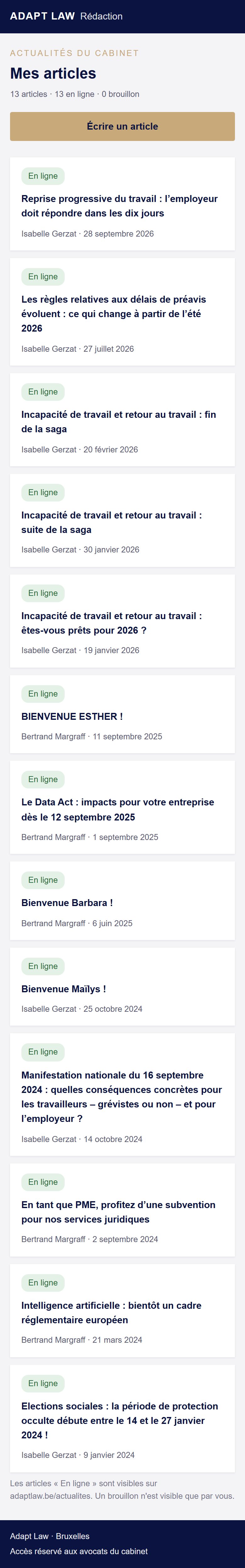 La liste sur téléphone